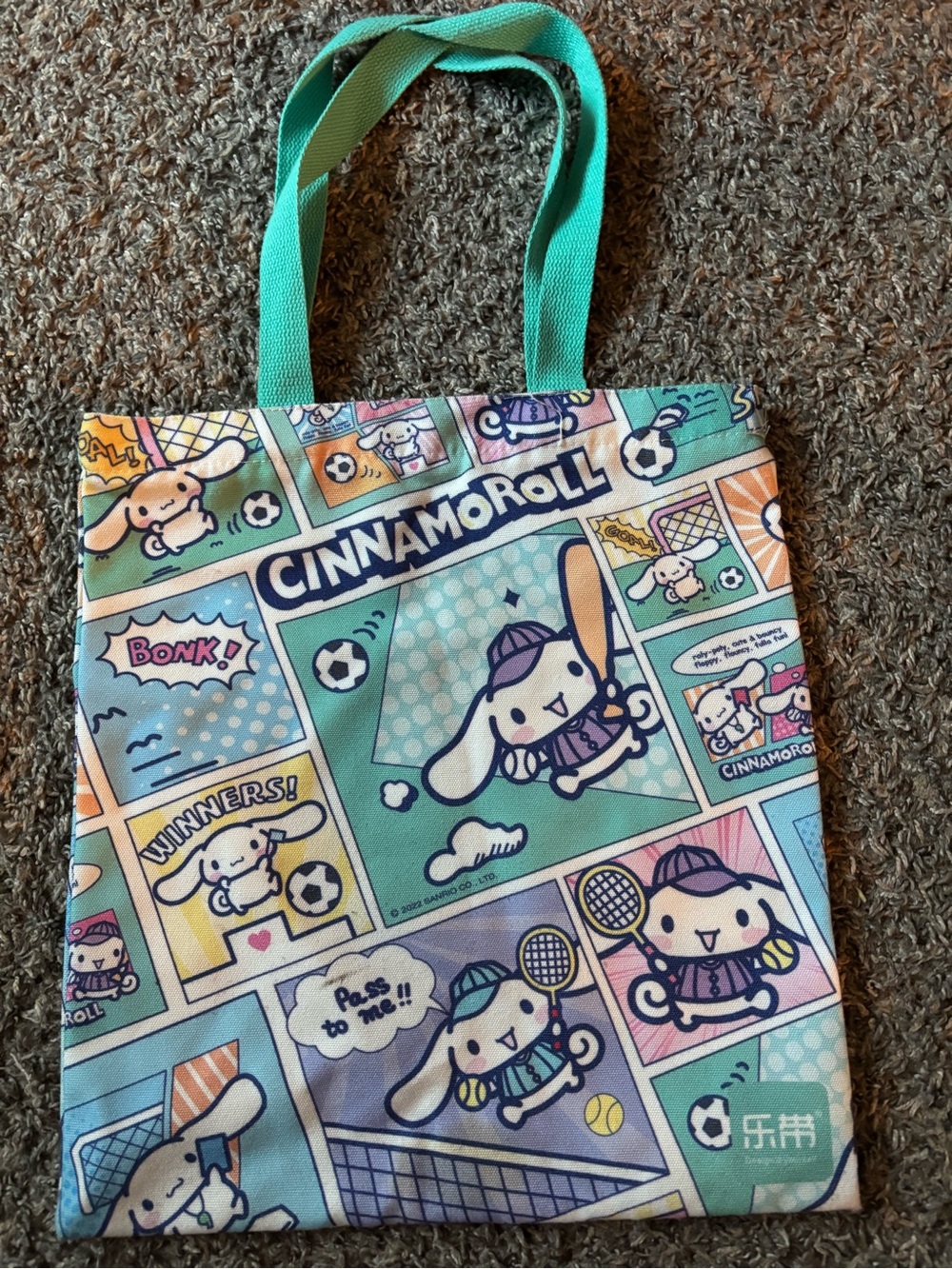 Cinnamoroll Graphic Tote Bag in Mint & Pastel Colors